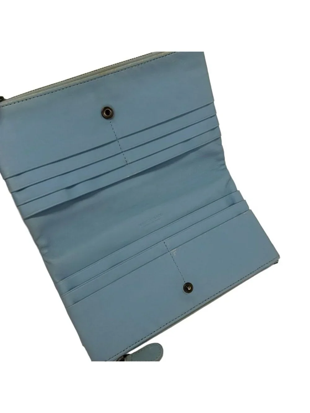 Bottega Veneta Wallet Intrecciato Light Blue Leather